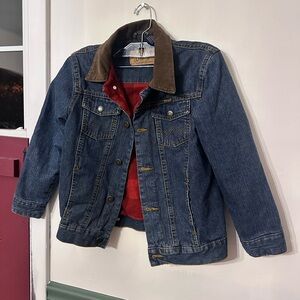 Wrangler Blue Denim Jacket with Brown Collar